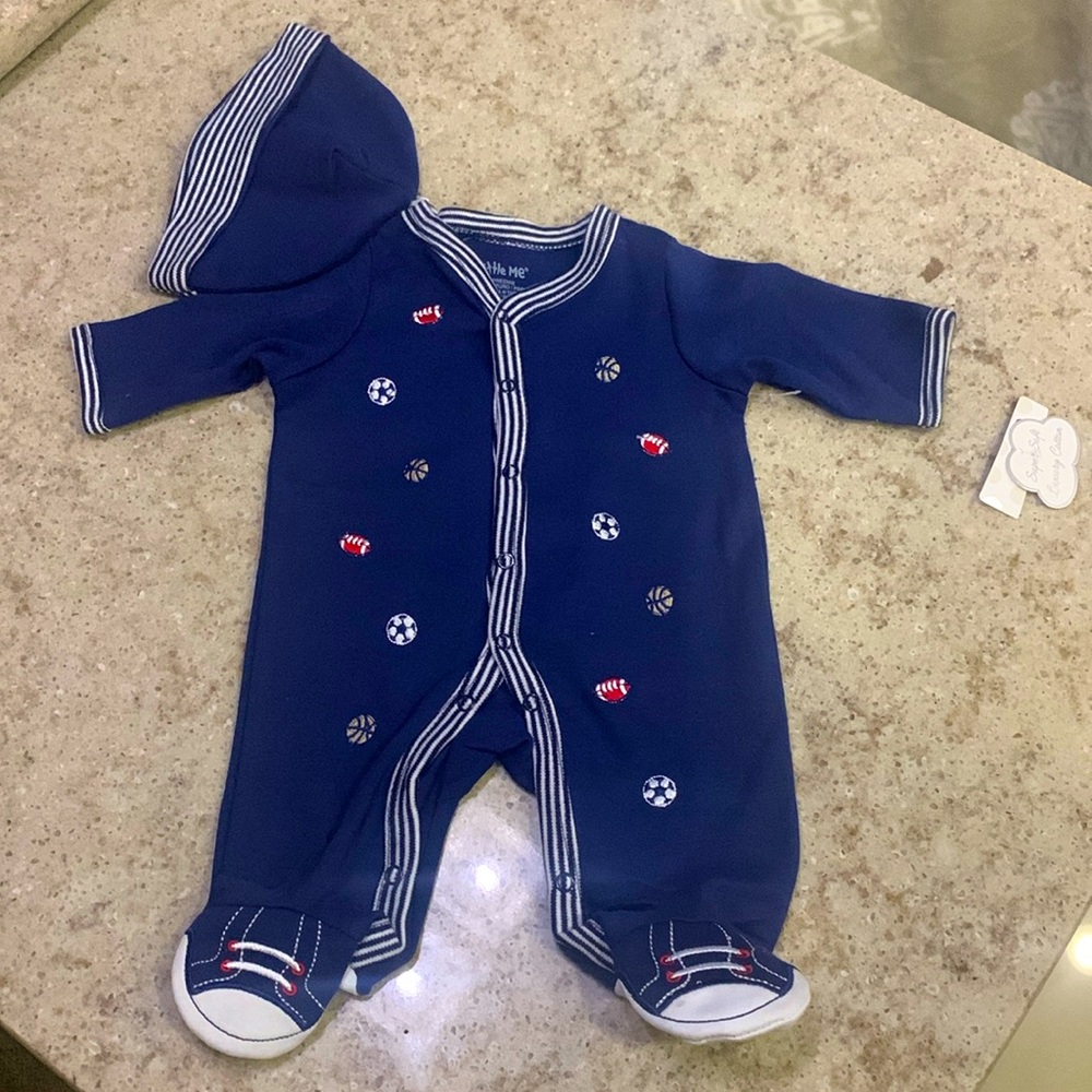 NWT Little Me Navy Blue Sports Bodysuit - Preemie